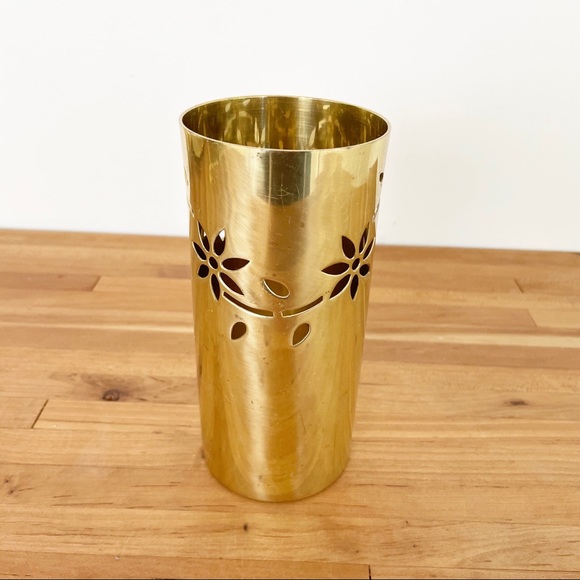 Vintage Brass Floral Vase